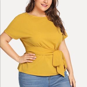 Tie waist solid top